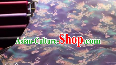 Chinese Traditional Chrysanthemum Peony Pattern Design Purple Silk Fabric Asian China Hanfu Gambiered Guangdong Mulberry Silk Material