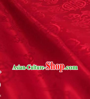 Chinese Traditional Double Fishes Pattern Design Red Silk Fabric Asian China Hanfu Jacquard Mulberry Silk Material