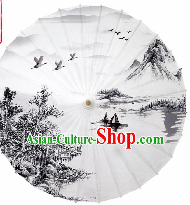 Chinese Traditional Printing Autumn Scenery Oil Paper Umbrella Artware Paper Umbrella Classical Dance Umbrella Handmade Umbrellas
