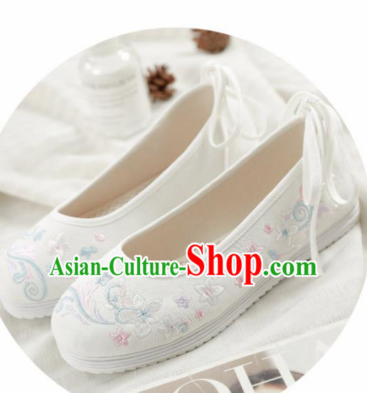 Asian Chinese Embroidered Orchid White Shoes Hanfu Shoes Traditional Opera Shoes Princess Shoes for Women