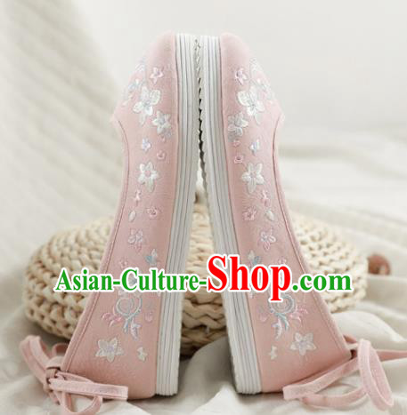 Asian Chinese Embroidered Orchid Pink Shoes Hanfu Shoes Traditional Opera Shoes Princess Shoes for Women