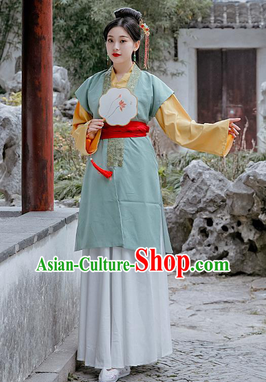 Chinese Drama A Dream in Red Mansions Traditional Ancient Ming Dynasty Maidservant Replica Costumes for Women