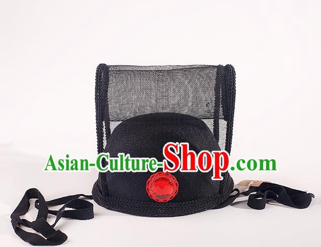 Chinese Traditional Ming Dynasty Scholar Black Veil Hat Ancient Minister Headdress for Men