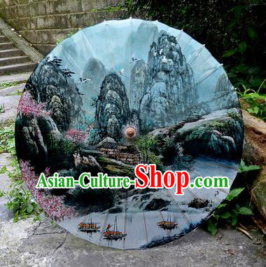 Chinese Traditional Painting Peach Garden Oil Paper Umbrella Artware Paper Umbrella Classical Dance Umbrella Handmade Umbrellas