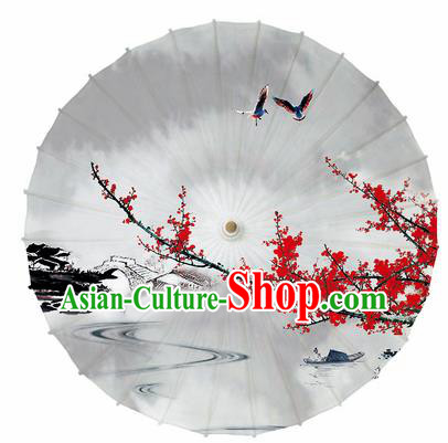 Chinese Printing Red Plum Oil Paper Umbrella Artware Paper Umbrella Traditional Classical Dance Umbrella Handmade Umbrellas