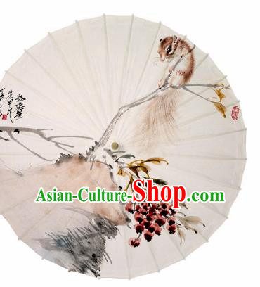 Chinese Printing Squirrel Oil Paper Umbrella Artware Paper Umbrella Traditional Classical Dance Umbrella Handmade Umbrellas