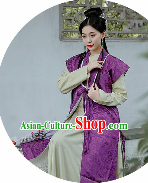 Chinese Ancient Drama Dream of the Red Chamber Costumes Traditional Ming Dynasty Nobility Lady Purple Dress for Women