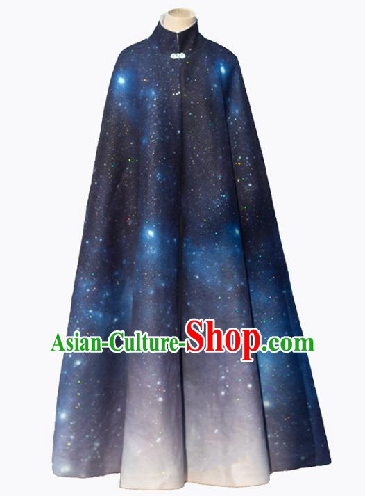 Chinese Drama Ancient Hanfu Blue Cloak Traditional Ming Dynasty Princess Costume for Women