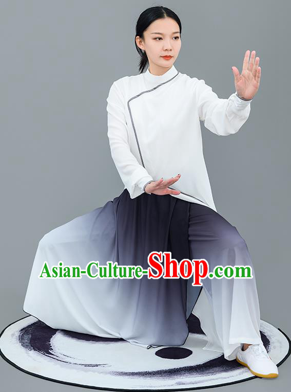Chinese Traditional Tai Chi Training White Costumes Martial Arts Performance Outfits for Women