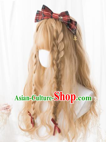 Top Grade Cosplay Lolita Wigs Nobility Lady Long Curly Hair Wiggery Headdress for Women