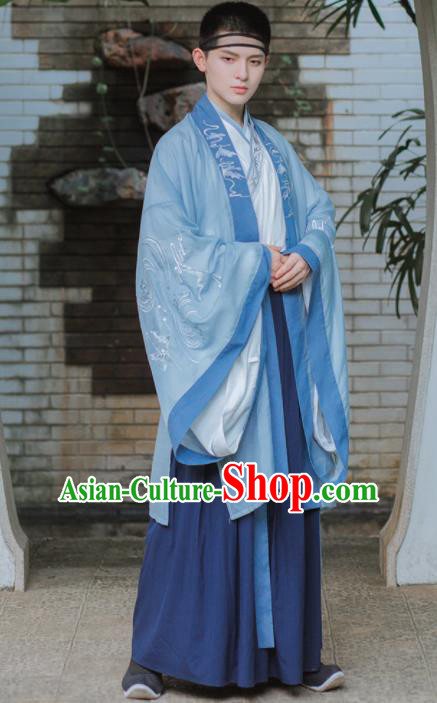 Chinese Traditional Jin Dynasty Scholar Costumes Ancient Nobility Childe Clothing for Men