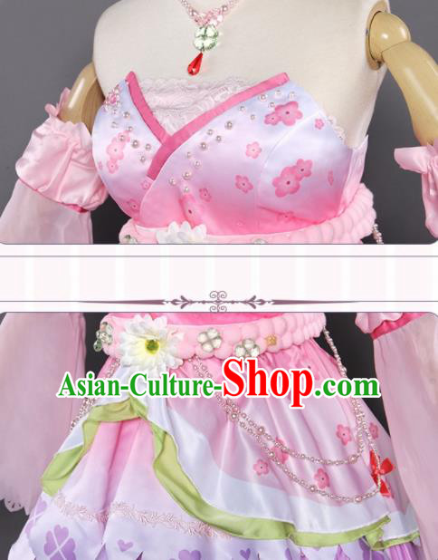 Top Grade Cosplay Fairy Pink Short Dress Halloween Magic Princess Costume for Women