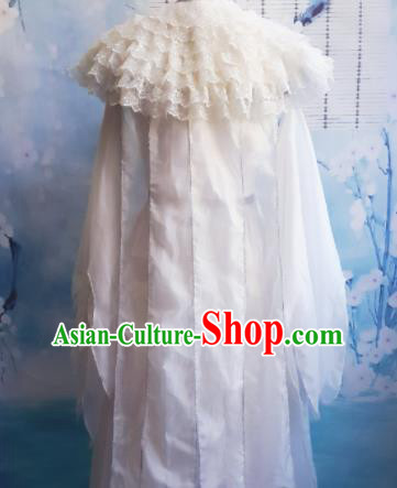 Top Grade Chinese Cosplay Fairy Princess White Dress Ancient Female Swordsman Costume for Women
