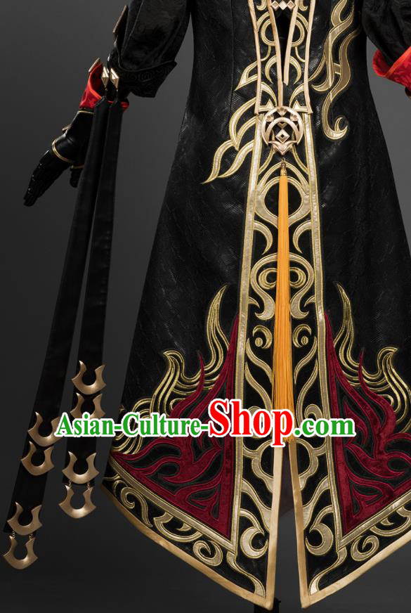 Chinese Traditional Cosplay Royal Highness King Black Costumes Ancient Swordsman Clothing for Men