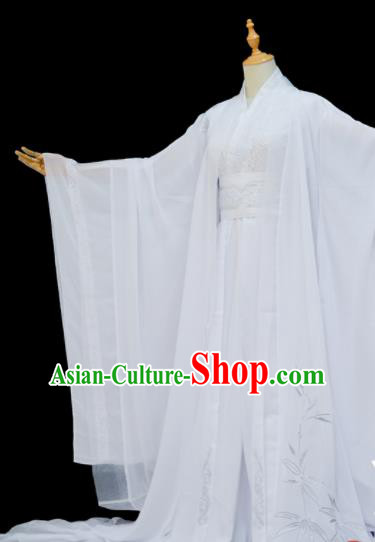Chinese Traditional Cosplay Taoist Priest White Costumes Ancient Swordsman Clothing for Men