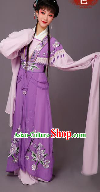 Chinese Traditional Beijing Opera Dan Actress Purple Dress Peking Opera Princess Embroidered Costumes for Women