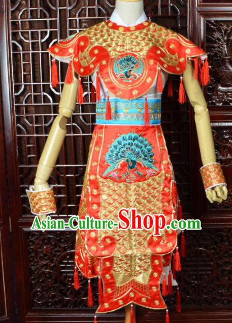 Chinese Traditional Beijing Opera Daomadan Red Clothing Peking Opera Female Warrior Costumes for Women