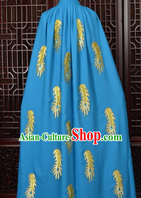 Chinese Traditional Beijing Opera Diva Blue Cape Peking Opera Princess Costumes for Women