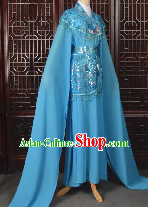 Chinese Traditional Beijing Opera Hua Dan Blue Dress Peking Opera Diva Costumes for Women