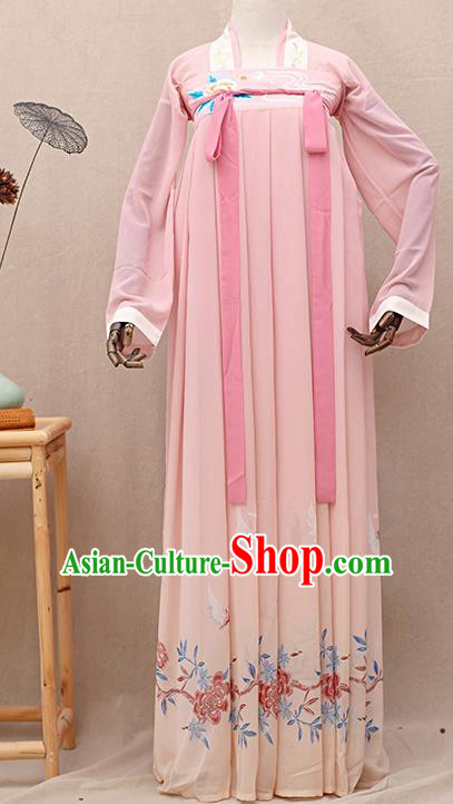 Chinese Ancient Tang Dynasty Nobility Lady Pink Hanfu Dress Traditional Court Princess Costumes for Women