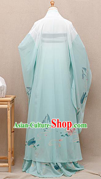 Chinese Ancient Tang Dynasty Nobility Lady Light Green Hanfu Dress Traditional Court Princess Costumes for Women