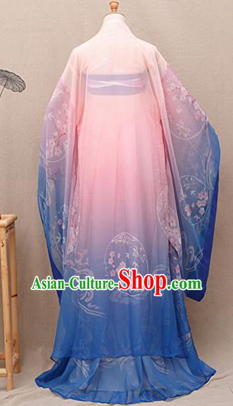 Chinese Traditional Tang Dynasty Princess Pink Hanfu Dress Ancient Peri Goddess Costumes for Women
