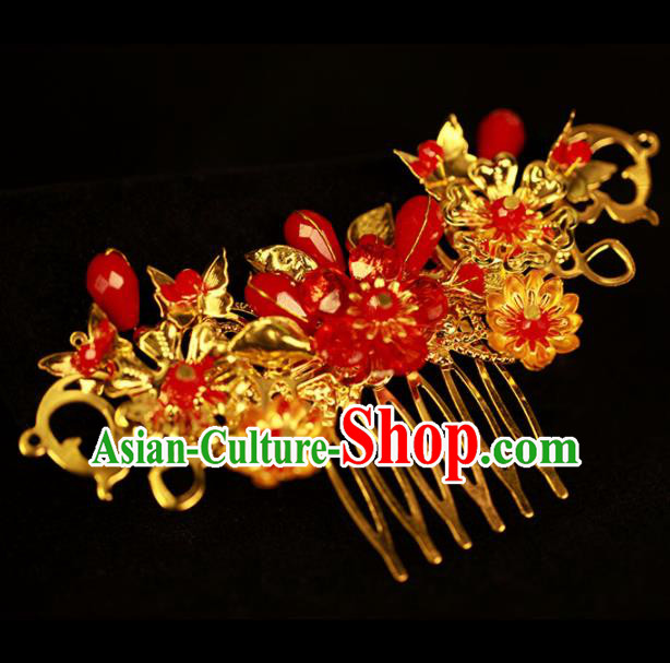 Chinese Ancient Bride Royal Crown Hair Comb Hairpins Traditional Wedding Hair Accessories for Women