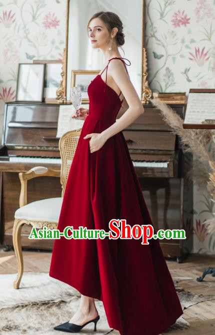 Custom Top Grade Red Wedding Dress Bride Velvet Full Dress for Women