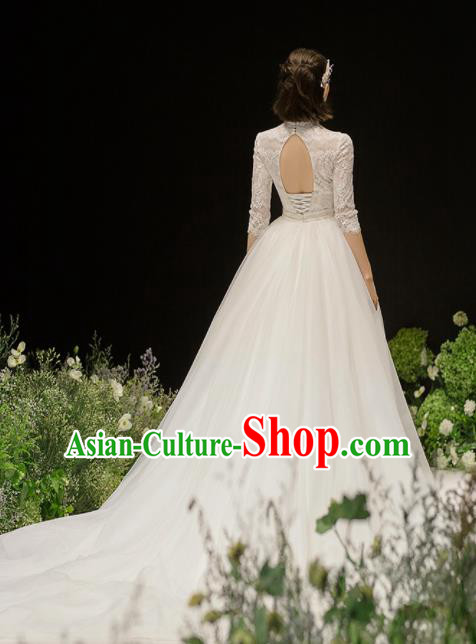 Custom Top Grade White Wedding Dress Bride Trailing Full Dress for Women