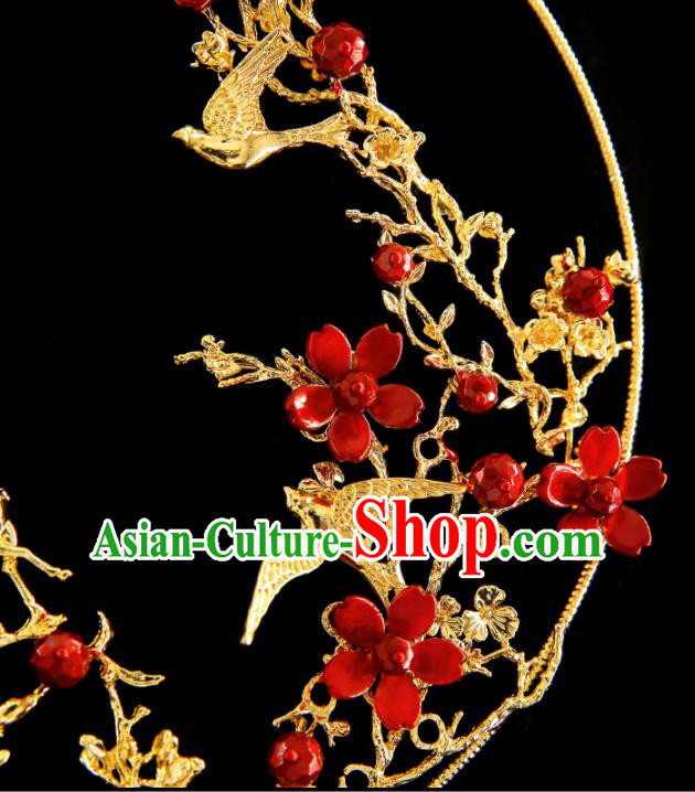Chinese Ancient Bride Plum Deer Palace Fan Traditional Wedding Accessories Round Fan for Women