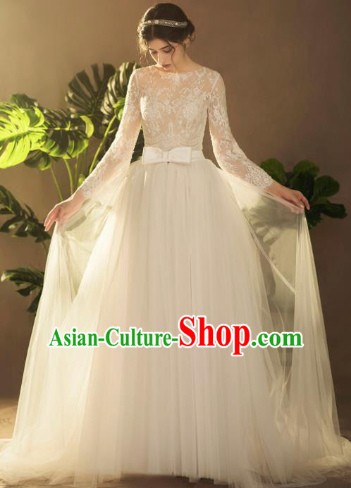 Custom Top Grade Embroidered Lace Wedding Dress Bride Veil Full Dress for Women