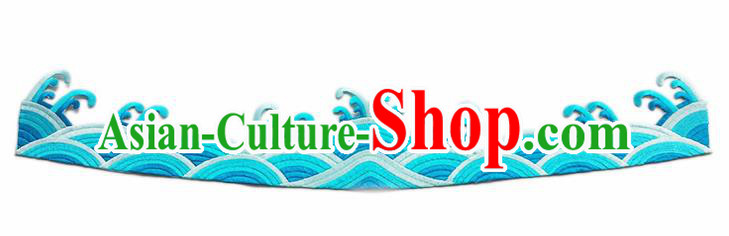Chinese Traditional Embroidery Waves Blue Applique Embroidered Patches Embroidering Cloth Accessories