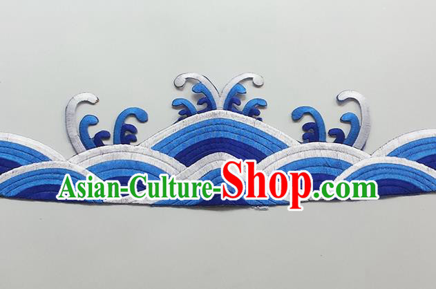 Chinese Traditional Embroidery Waves Royalblue Applique Embroidered Patches Embroidering Cloth Accessories
