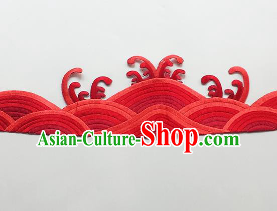 Chinese Traditional Embroidery Waves Red Applique Embroidered Patches Embroidering Cloth Accessories