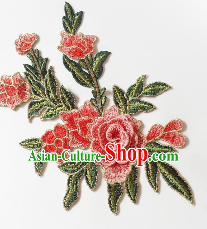 Chinese Traditional Embroidery Watermelon Red Begonia Applique Embroidered Patches Embroidering Cloth Accessories