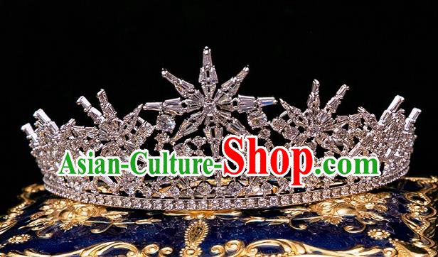 Handmade Wedding Crystal Zircon Royal Crown Princess Bride Hair Accessories for Women
