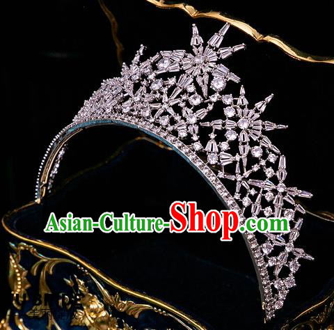 Handmade Wedding Crystal Zircon Royal Crown Princess Bride Hair Accessories for Women