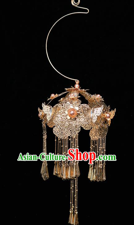 Chinese Ancient Bride Prop Golden Lantern Traditional Wedding Xiu He Accessories for Women