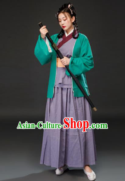 Chinese Traditional Ming Dynasty Maidservant Dress Ancient Drama Female Civilian Costumes for Women