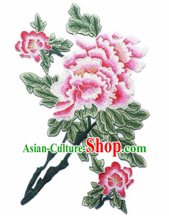 Traditional Chinese Embroidery Peony Flower Applique Embroidered Patches Embroidering Cloth Accessories