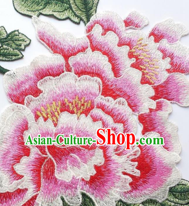 Traditional Chinese Embroidery Peony Flower Applique Embroidered Patches Embroidering Cloth Accessories