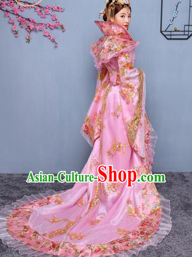 Chinese Ancient Tang Dynasty Imperial Consort Pink Dress Traditional Hanfu Goddess Classical Dance Costumes for Women