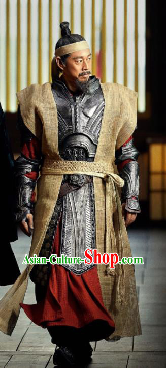 Chinese Historical Drama Ancient King of Li Novoland Eagle Flag Ying Wuyi Replica Costumes and Headpiece for Men