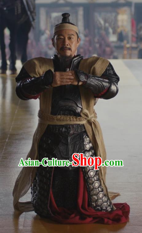 Chinese Historical Drama Ancient King of Li Novoland Eagle Flag Ying Wuyi Replica Costumes and Headpiece for Men