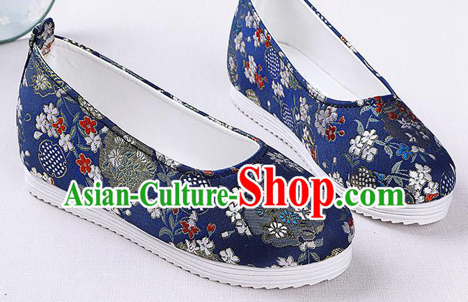 Chinese Handmade Opera Royalblue Brocade Shoes Traditional Hanfu Shoes National Shoes for Women