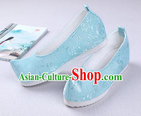 Chinese Handmade Blue Opera Shoes Traditional Hanfu Shoes National Shoes for Women