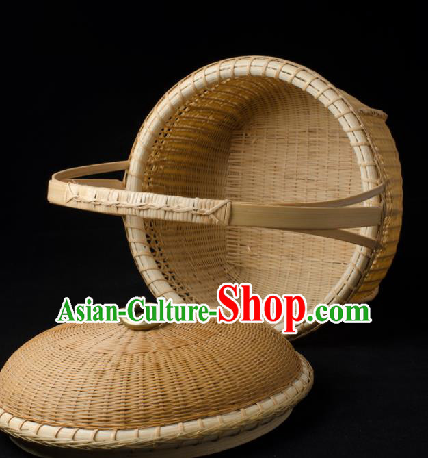 Chinese Handmade Bamboo Weaving Basket Traditional Food Cabas