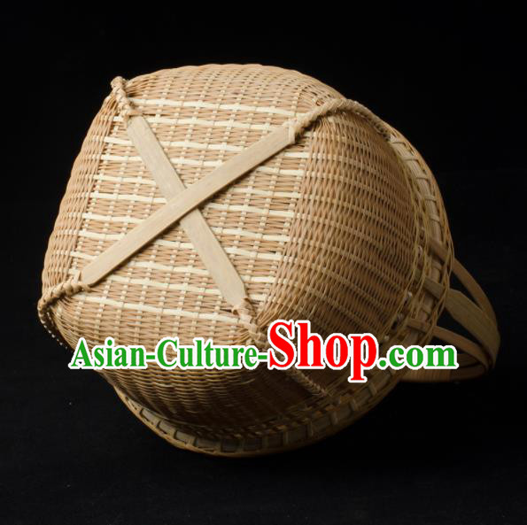 Chinese Handmade Bamboo Weaving Basket Traditional Food Cabas