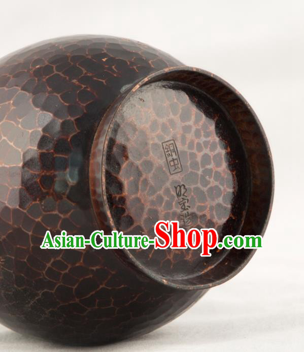 Chinese Handmade Copper Flask Vase Traditional Bronze Lagena Craft Decoration