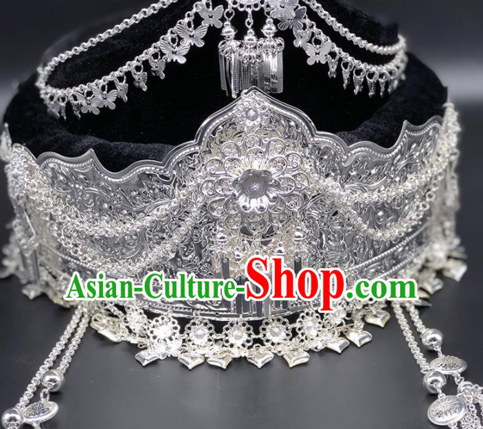 Chinese Traditional Handmade Miao Nationality Hat Ethnic Wedding Hair Accessories for Women